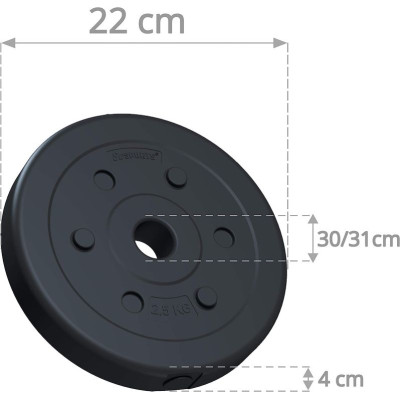 Sada závaží na činky 10 kg, plast, 4x2,5 kg, 30 mm otvor