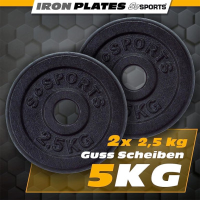 ScSPORTS Liatinové závažie 5 kg, súprava 2x2,5 kg, 30/31 mm
