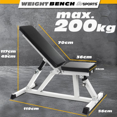 ScSPORTS Nastaviteľná posilňovacia lavica,200 kg,biela/čiern