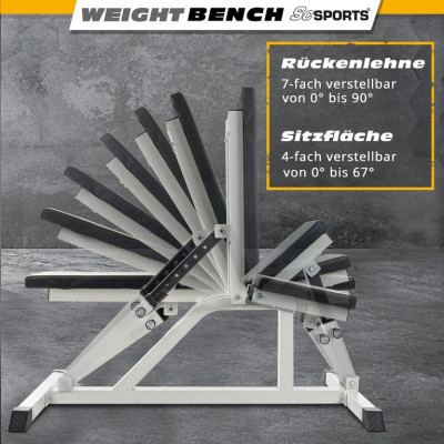 ScSPORTS Nastaviteľná posilňovacia lavica,200 kg,biela/čiern
