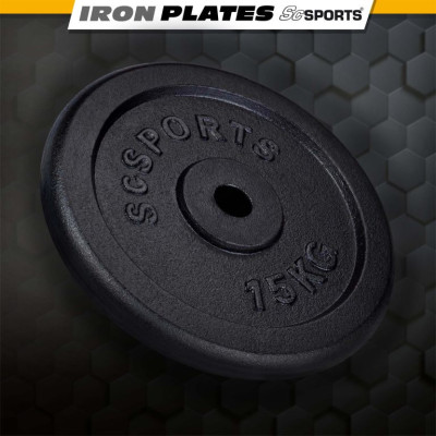 ScSPORTS Liatinový kotúč 15 kg, otvor 30/31 mm, čierny