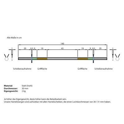 Chrómovaný hriadeľ na činky 140 cm, 30 mm, pružinové uzávery