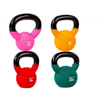 MOVIT Sada 4 kettlebell činiek, liatina a vinyl, 26 kg