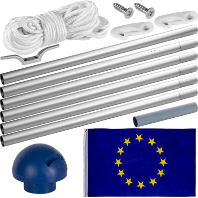 Vlajkový stožiar vrátane vlajky Európska únia - 650 cm