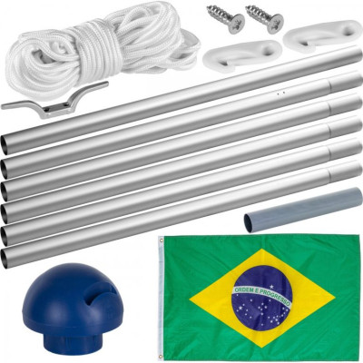 Vlajkový stožiar vrátane vlajky Brazília, 650 cm