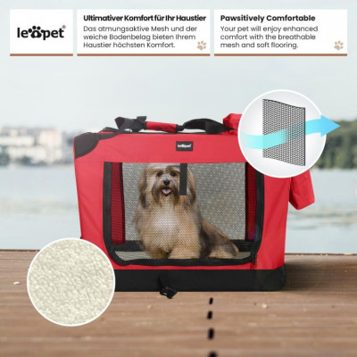Leopet Prepravný box pre psov XXXL,102 x 69 x 69 cm, červený