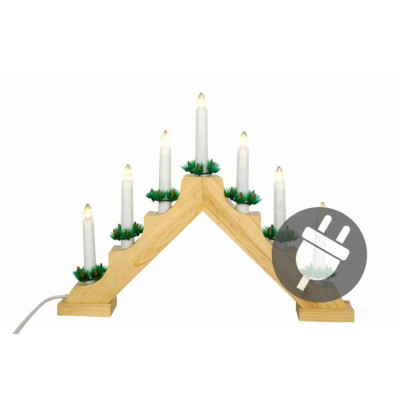 Vianočná dekorácia - drevený svietnik, 7 LED diód