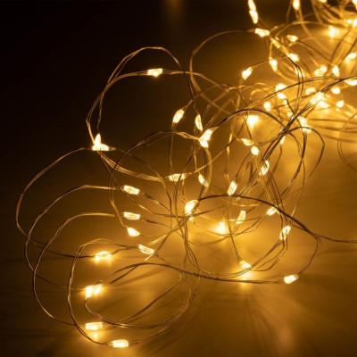 Svetelná reťaz s časovačom - 200 LED, teplá biela