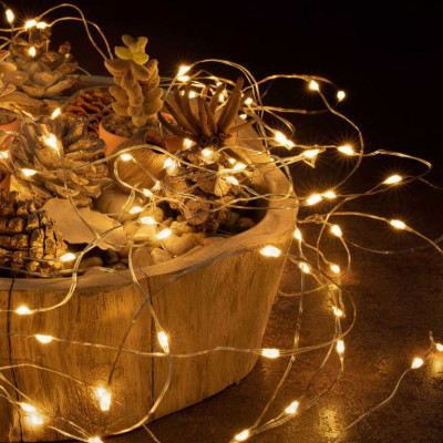 Svetelná reťaz s časovačom - 200 LED, teplá biela