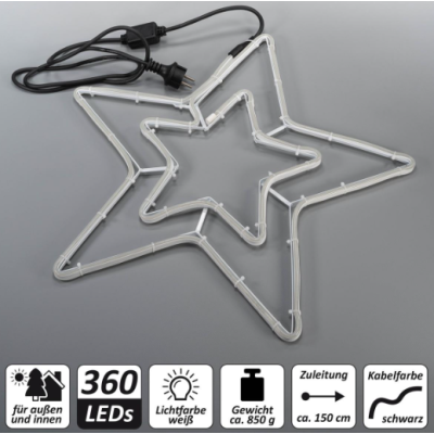 NEXOS Vianočná svetelná hviezda 360 LED, 55 cm