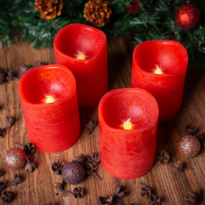 NEXOS Dekoratívna sada  4 adventné LED sviečky, červené