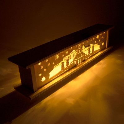 Vianočná drevená dekorácia, 10 LED