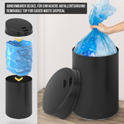JAGO Bezdotykový odpadkový kôš so senzorom, 60 l, čierna