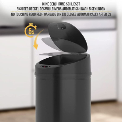JAGO Bezdotykový odpadkový kôš so senzorom, 60 l, čierna