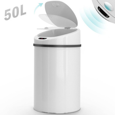 Bezdotykový odpadkový kôš so senzorom, 50 l, biely