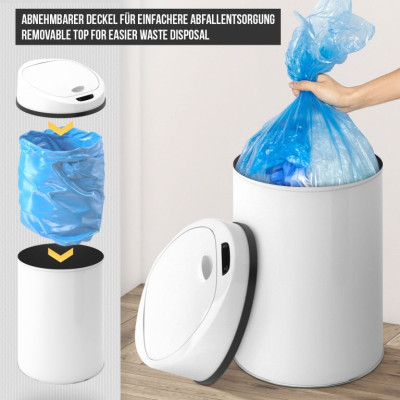 Bezdotykový odpadkový kôš so senzorom, 50 l, biely