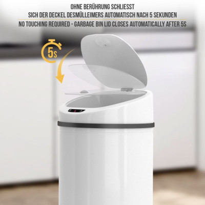 Bezdotykový odpadkový kôš so senzorom, 50 l, biely