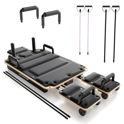 Skladací Pilates Reformer, 109 x 45 x 8 – 21 cm, čierny