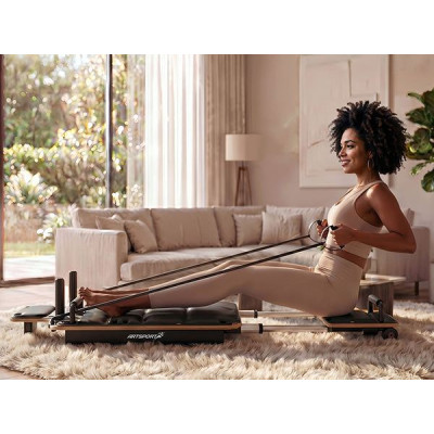 Skladací Pilates Reformer, 109 x 45 x 8 – 21 cm, čierny