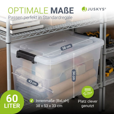 Úložné boxy s vekom 60 l, 4 ks, biele, stohovateľné