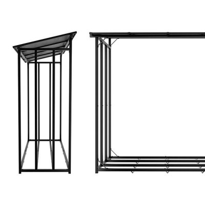 Kovový regál na drevo s plachtou 185x70x185 cm