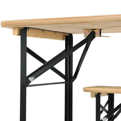 Záhradný pivný set, skladací, drevo/kov, 170 cm