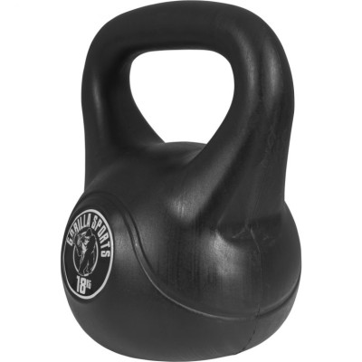 Gorilla Sports Kettlebell činka, plast, čierna, 18 kg