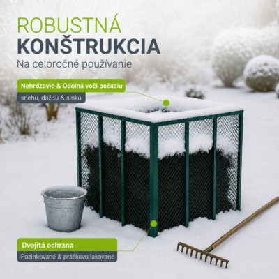 Záhradný kovový kompostér 450 l – zelený, vzdušný, odolný