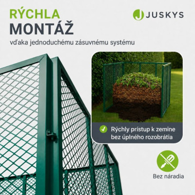 Záhradný kovový kompostér 450 l – zelený, vzdušný, odolný