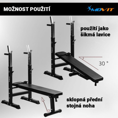 MOVIT Posilňovacia lavica, čierna, 1180 x 545 x 1120 mm