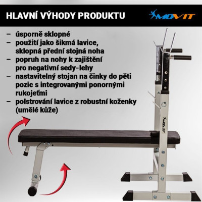 MOVIT Posilňovacia lavica, čierna, 1180 x 545 x 1120 mm