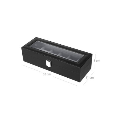 Box na hodinky SONGMICS, 6 priehradok, čierna eko koža