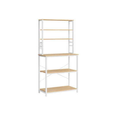 Kuchynská policová jednotka 80x40x167 cm, 6 políc, biely dub
