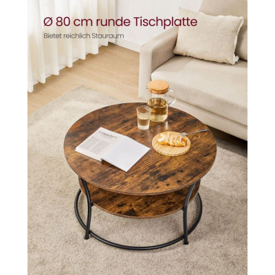 Kruhový konferenčný stolík 80 cm, rustikálna hnedá