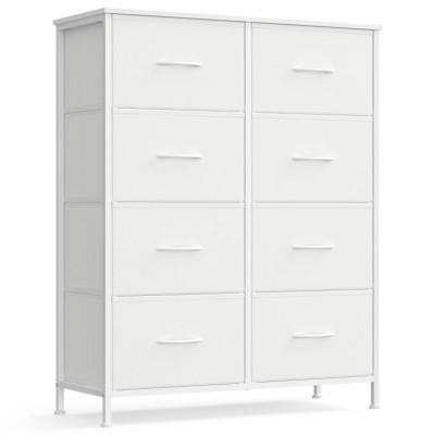 Biela komoda s oceľovým rámom, 8 zásuviek, 30x76,7x95,2 cm