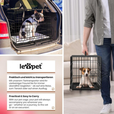 Leopet Klietka pre psy skladacia 76 x 45 x 51,5 cm, M, čiern