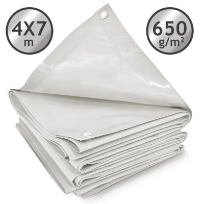 JAGO Plachta 650 g/m², hliníková oka, bílá, 4 x 7 m