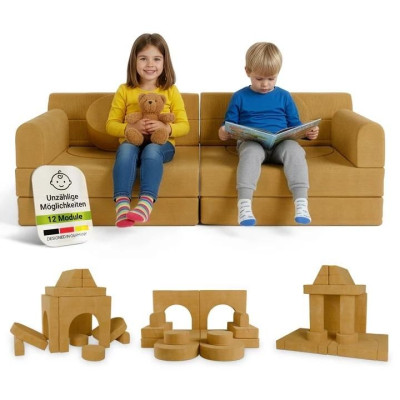 Dizajnová modulárna pohovka pre deti, 150 cm, horčicovo žltá