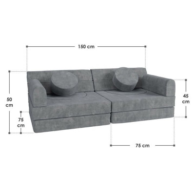 Dizajnová modulárna pohovka pre deti 150 cm, šalviová