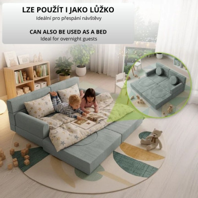 Dizajnová modulárna pohovka pre deti 150 cm, šalviová