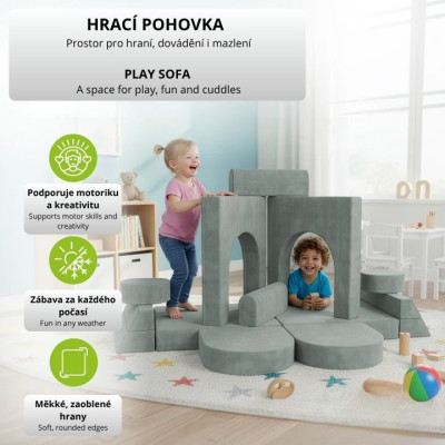 Dizajnová modulárna pohovka pre deti 150 cm, šalviová