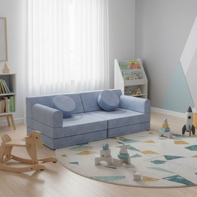 Dizajnová modulárna pohovka pre deti, 150 cm, svetlo modrá