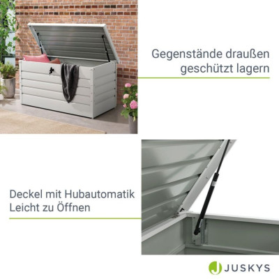 Kovový záhradný box 380 l, uzamykateľný, biely