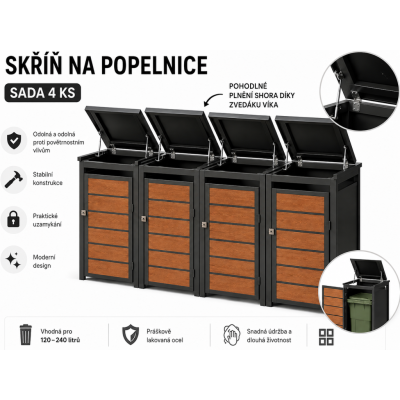 STILISTA Skriňa na 4 popolnice, 265 x 80 x 116 cm,
