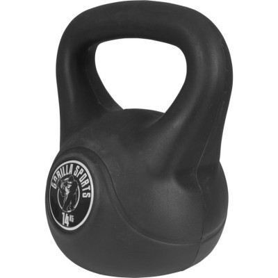 Gorilla Sports Kettlebell činka, plast, čierna, 14 kg