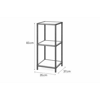 Kovový regál s policami v dekore dreva 83x35x37 cm