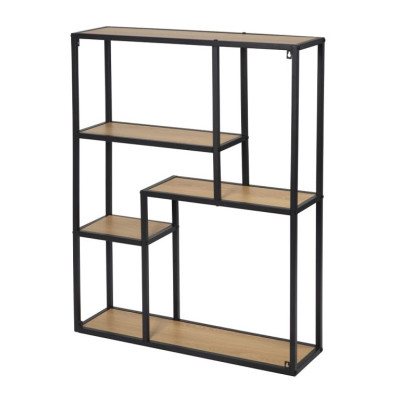 Otvorený kovový regál s policami v dekore dreva, 91x75x20 cm