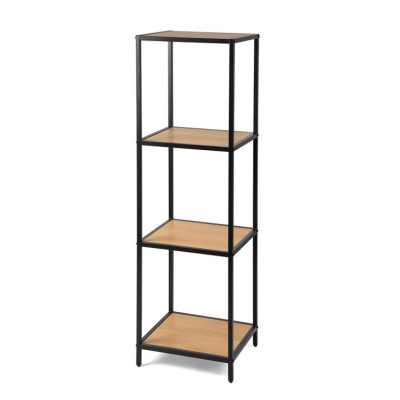Kovový regál s policami v dekore dreva 120x37x35 cm