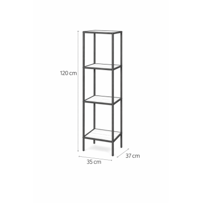 Kovový regál s policami v dekore dreva 120x37x35 cm