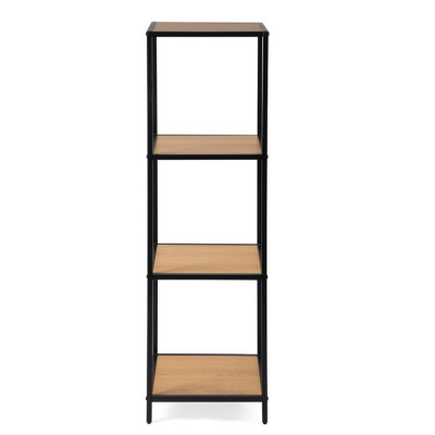 Kovový regál s policami v dekore dreva 120x37x35 cm